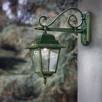 Applique Classica Esterno Gorizia Metallo Ceramica Verde Sfumato Oro 1 Luce E27