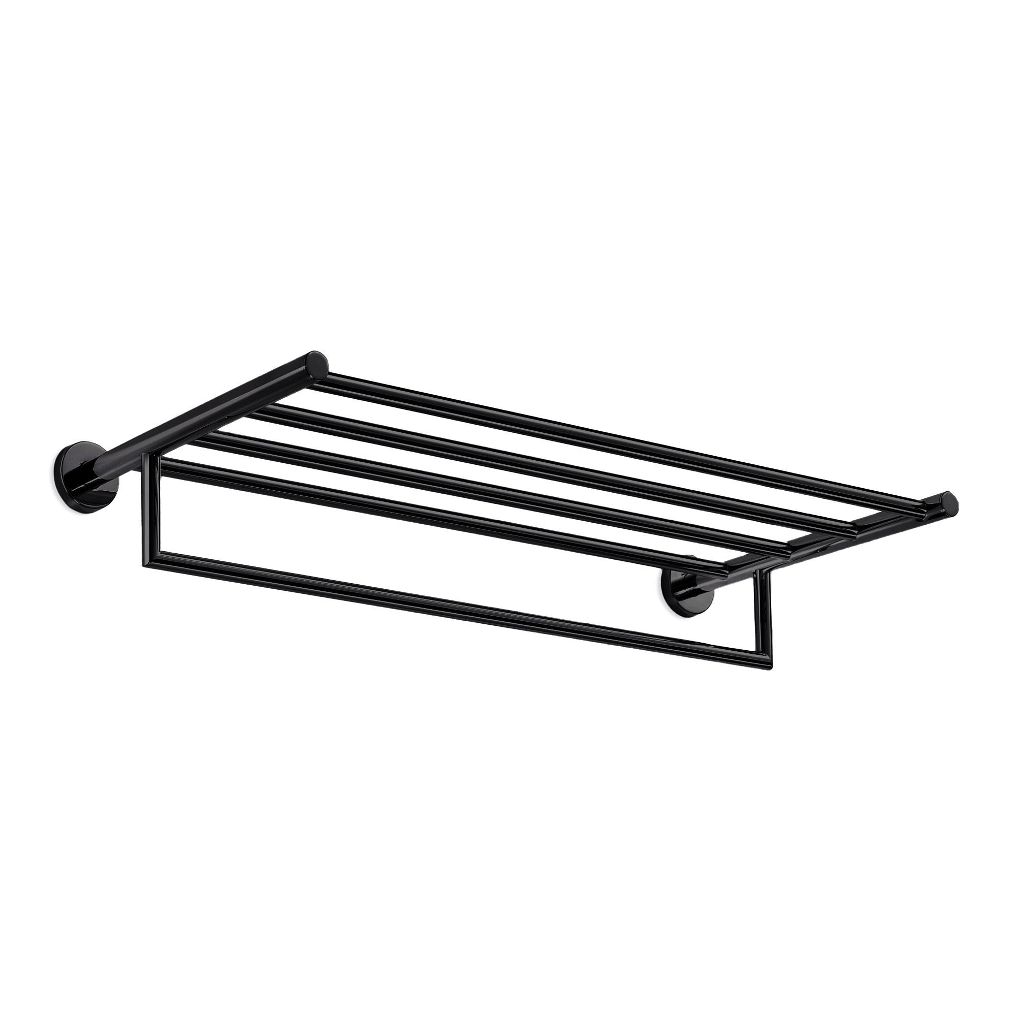 Inda - Porta teli con porta asciugamani Gealuna in acciaio nero L.65 cm