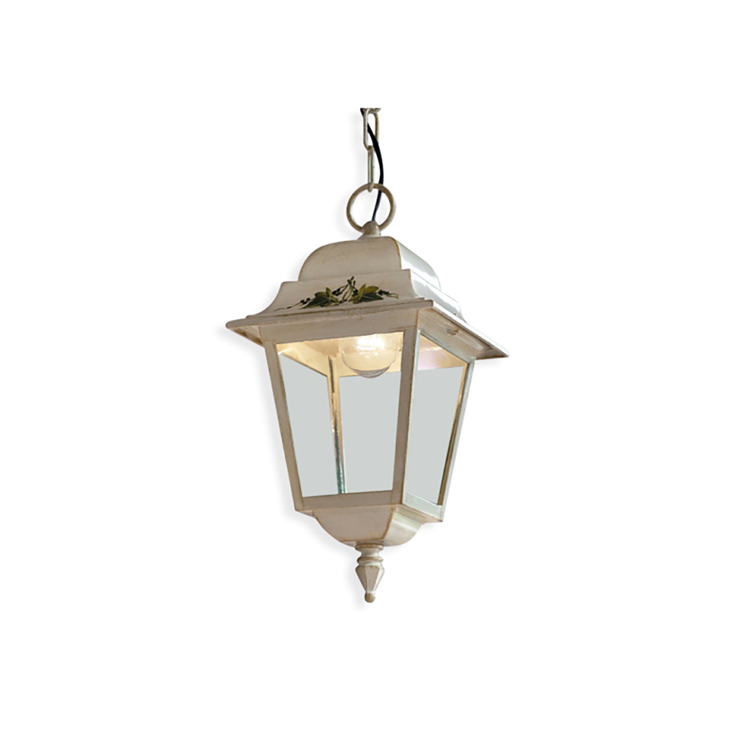 Sospensione Classica Esterno Gorizia Metallo Ceramica Bianco Sfumato 1 Luce E27