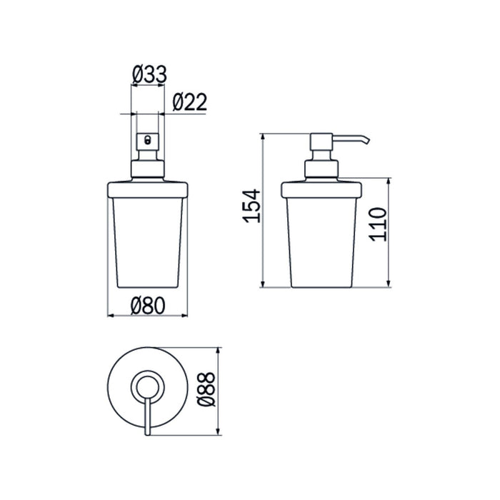 Inda - Dispenser sapone Gealuna con contenitore in vetro trasparente 250 ml