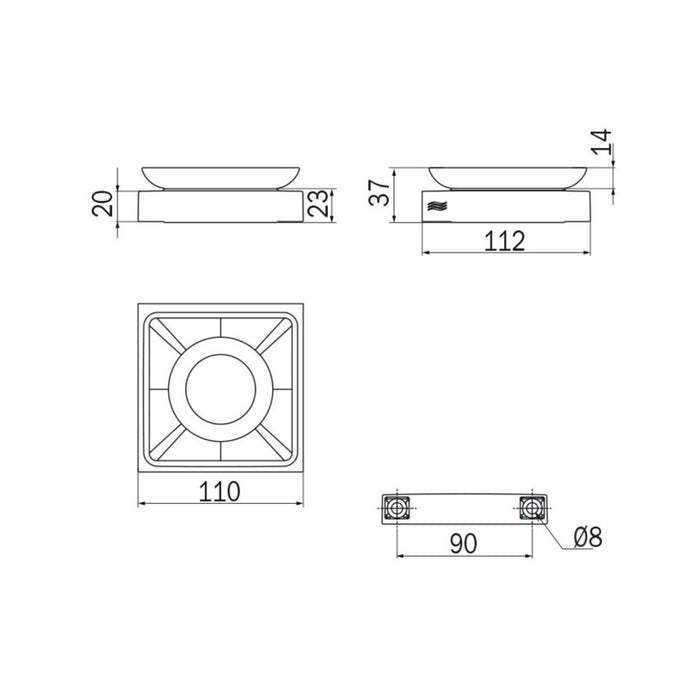 Inda - Portasapone a muro Divo cromo lucido/vetro trasparente