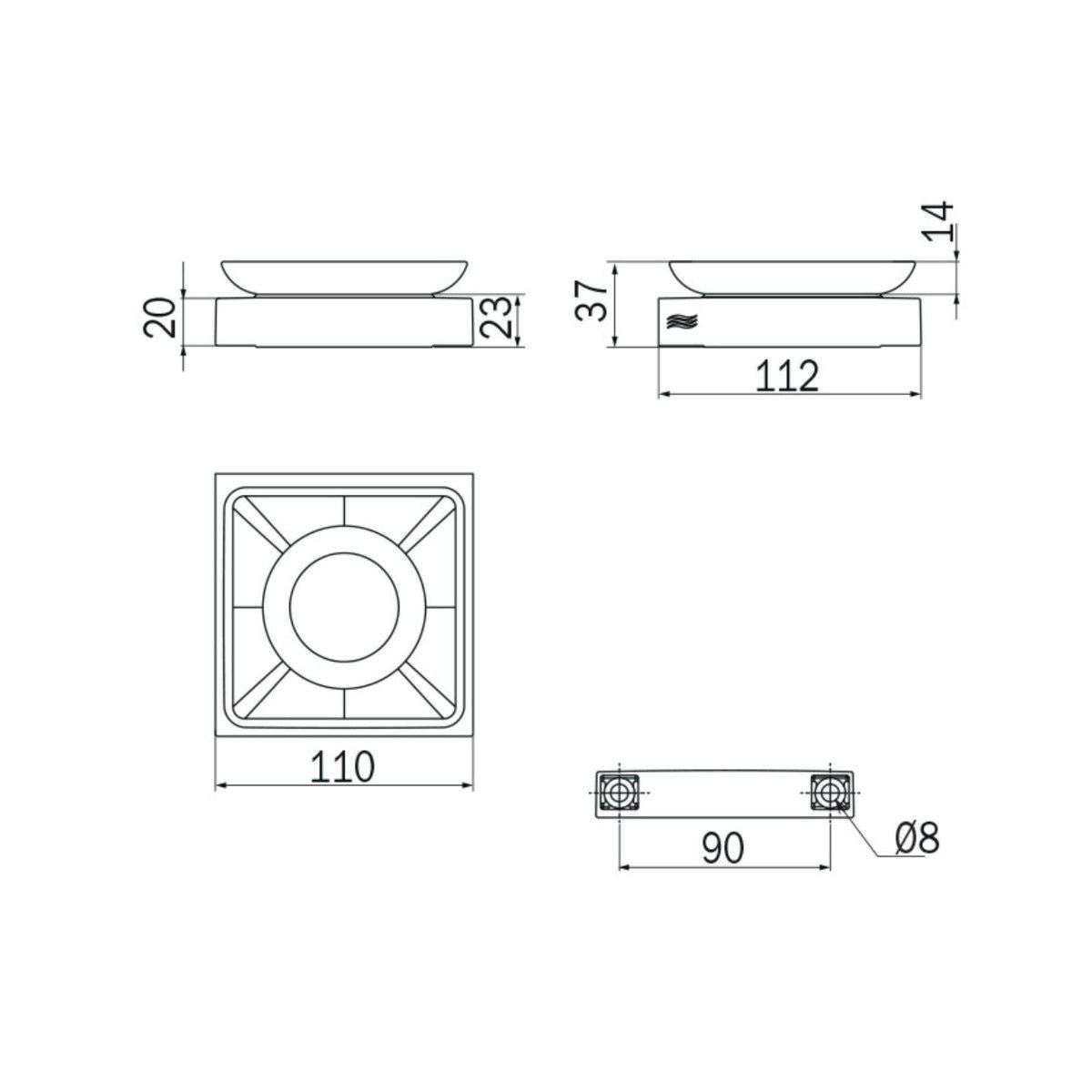 Inda - Portasapone a muro Divo cromo lucido con bacinella in vetro satinato