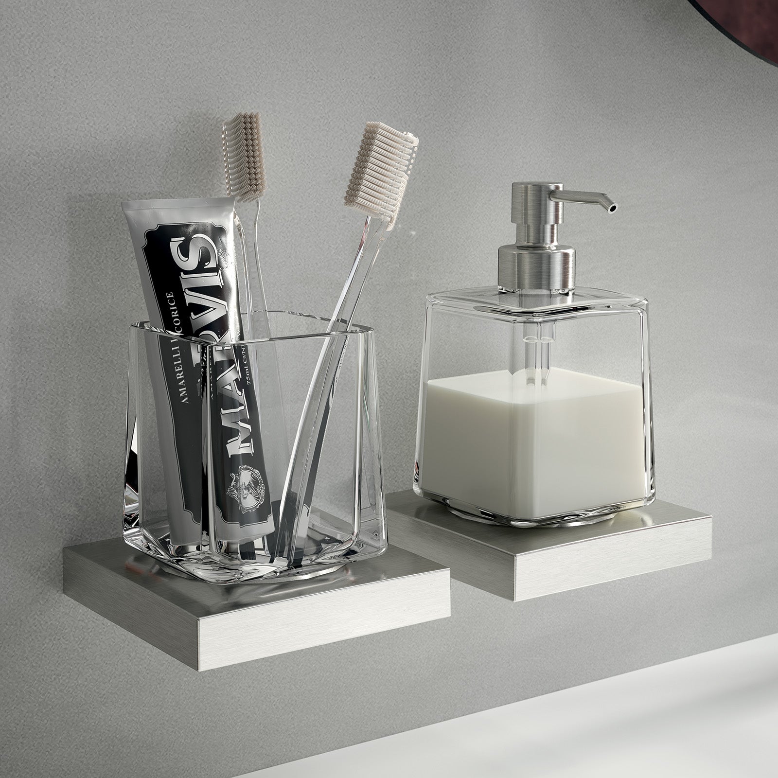 Inda - Dispenser sapone a parete Divo cromo lucido/trasparente 250 ml