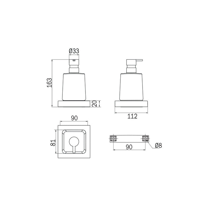 Inda - Dispenser sapone a parete Divo cromo lucido/trasparente 250 ml