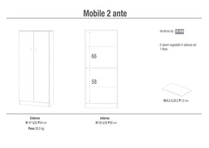 Mobile 2 Ante 62x147x34 cm Olmo Chiaro
