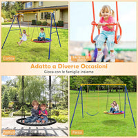 Set Altalena da Giardino,Struttura di Metallo per Altalena con 1 Sedile Altalena in EVA Morbido e 1 Altalena Nido,Struttura ad A Resistente per Altalena,Capacità 300kg,ideale per parco,giochi