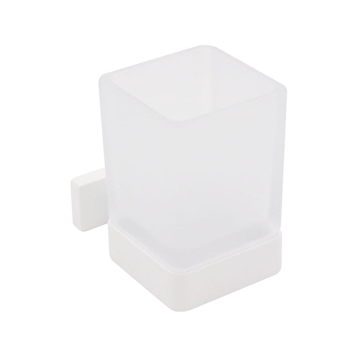 Inda - Portabicchiere a parete Lea bianco opaco/vetro satinato