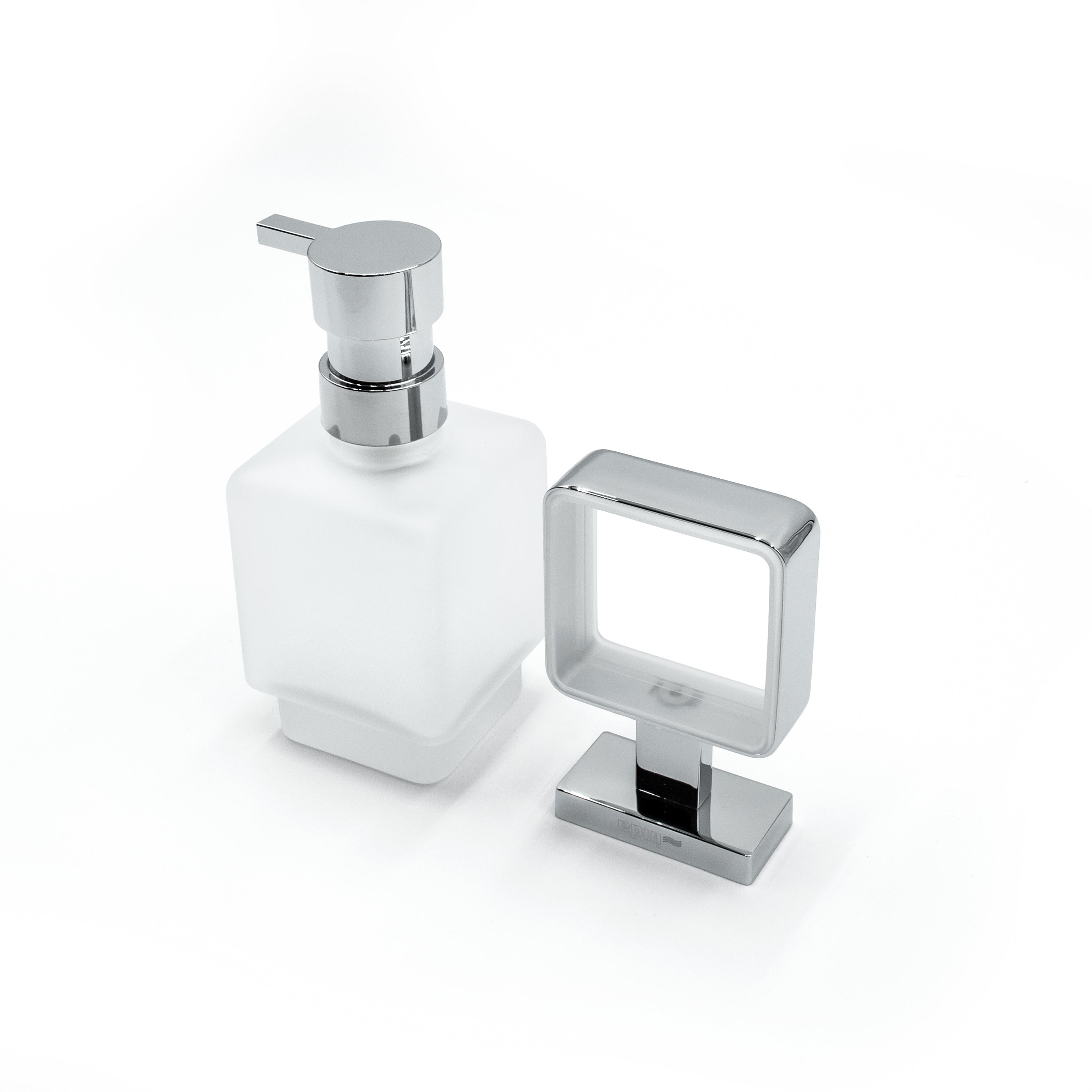 Inda - Dispenser sapone a parete Lea cromo lucido/vetro satinato 250 ml
