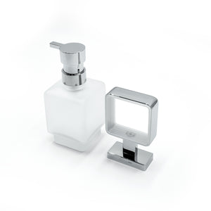 Inda - Dispenser sapone a parete Lea cromo lucido/vetro satinato 250 ml