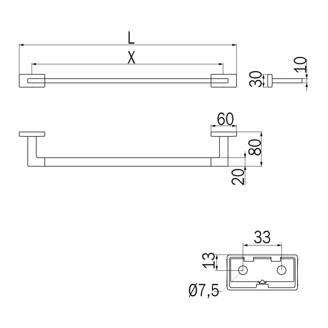Inda - Porta asciugamani Lea cromo lucido L.86 cm