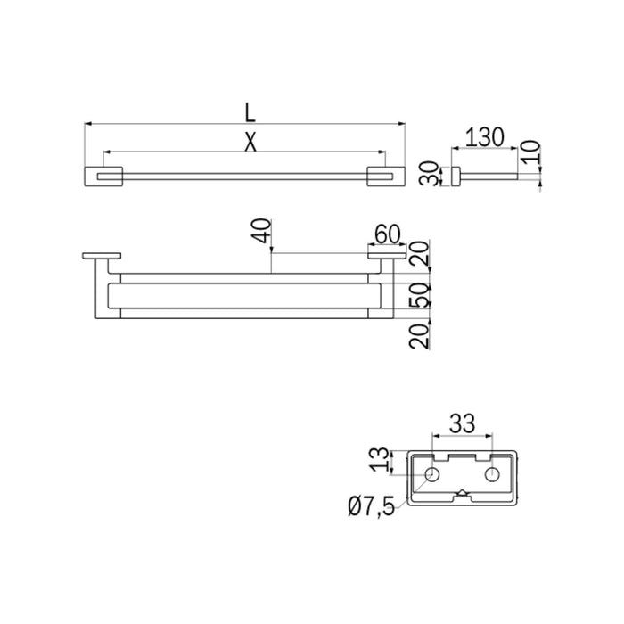 Inda - Porta asciugamani doppio Lea cromo lucido L.66 cm