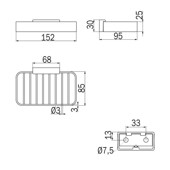 Inda - Cestino portaoggetti L.15 H.3 cm Lea nero opaco