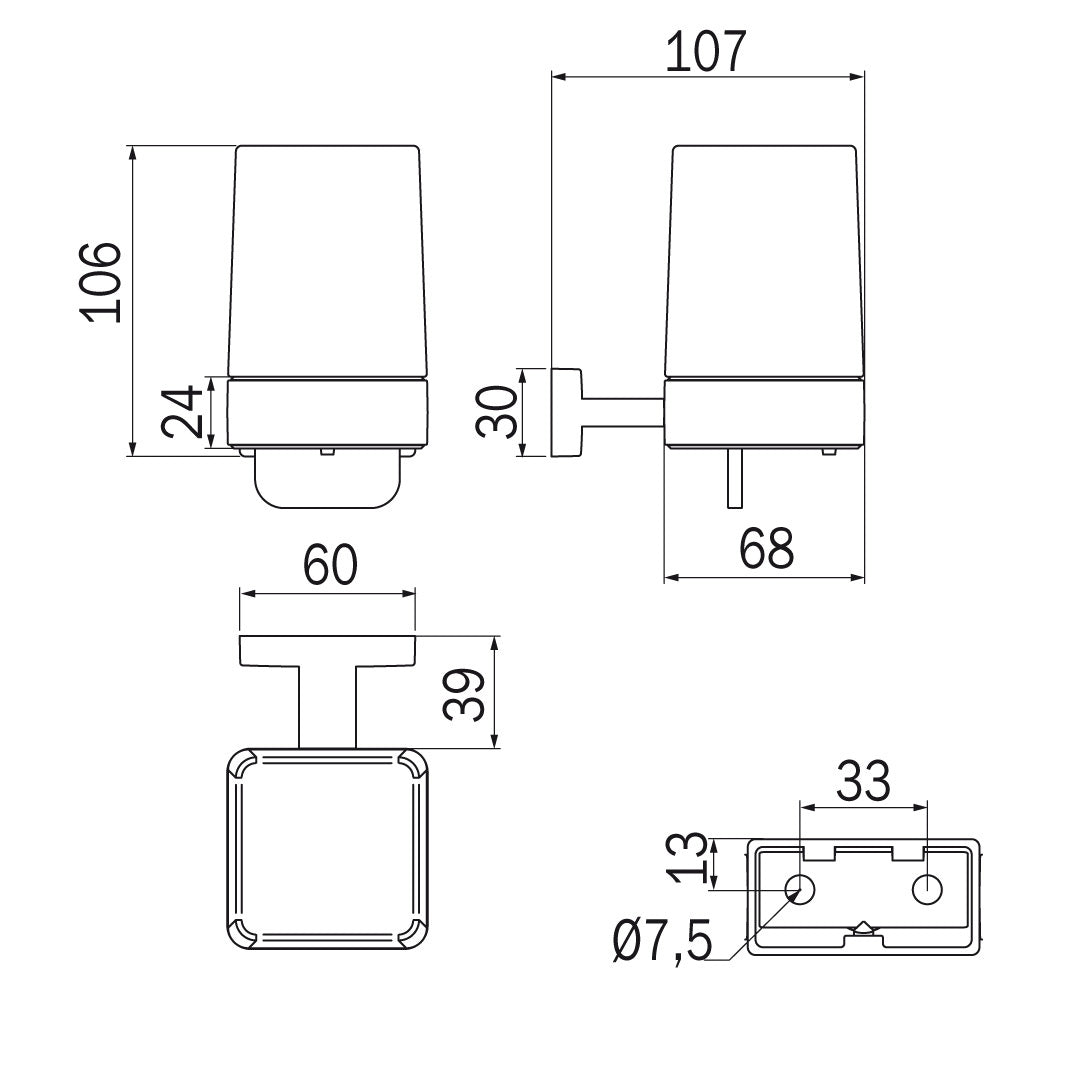 Inda - Dispenser sapone a leva a parete Lea nickel spazzolato/satinato 180 ml
