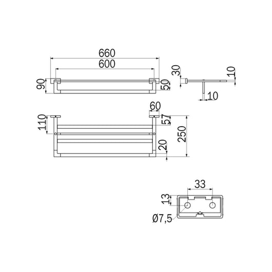 Inda - Porta teli con Porta asciugamani Lea nero L.66 cm