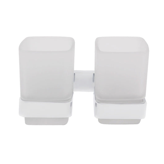 Inda - Portabicchiere doppio bianco lucido/vetro satinato