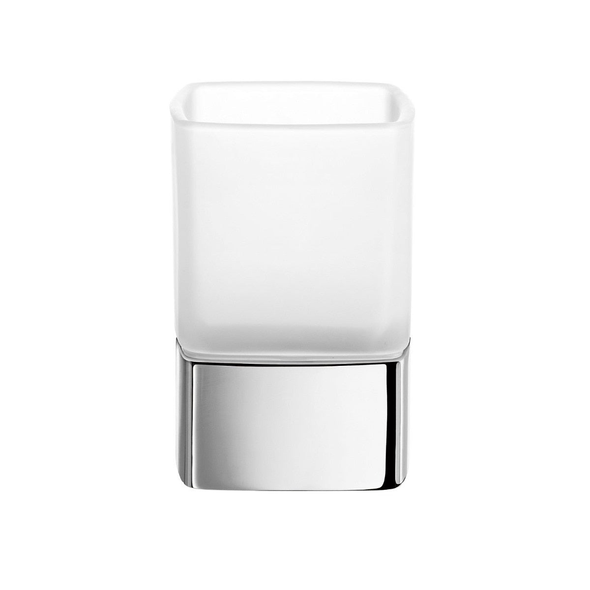 Inda - Portabicchiere da appoggio cromo lucido/vetro satinato