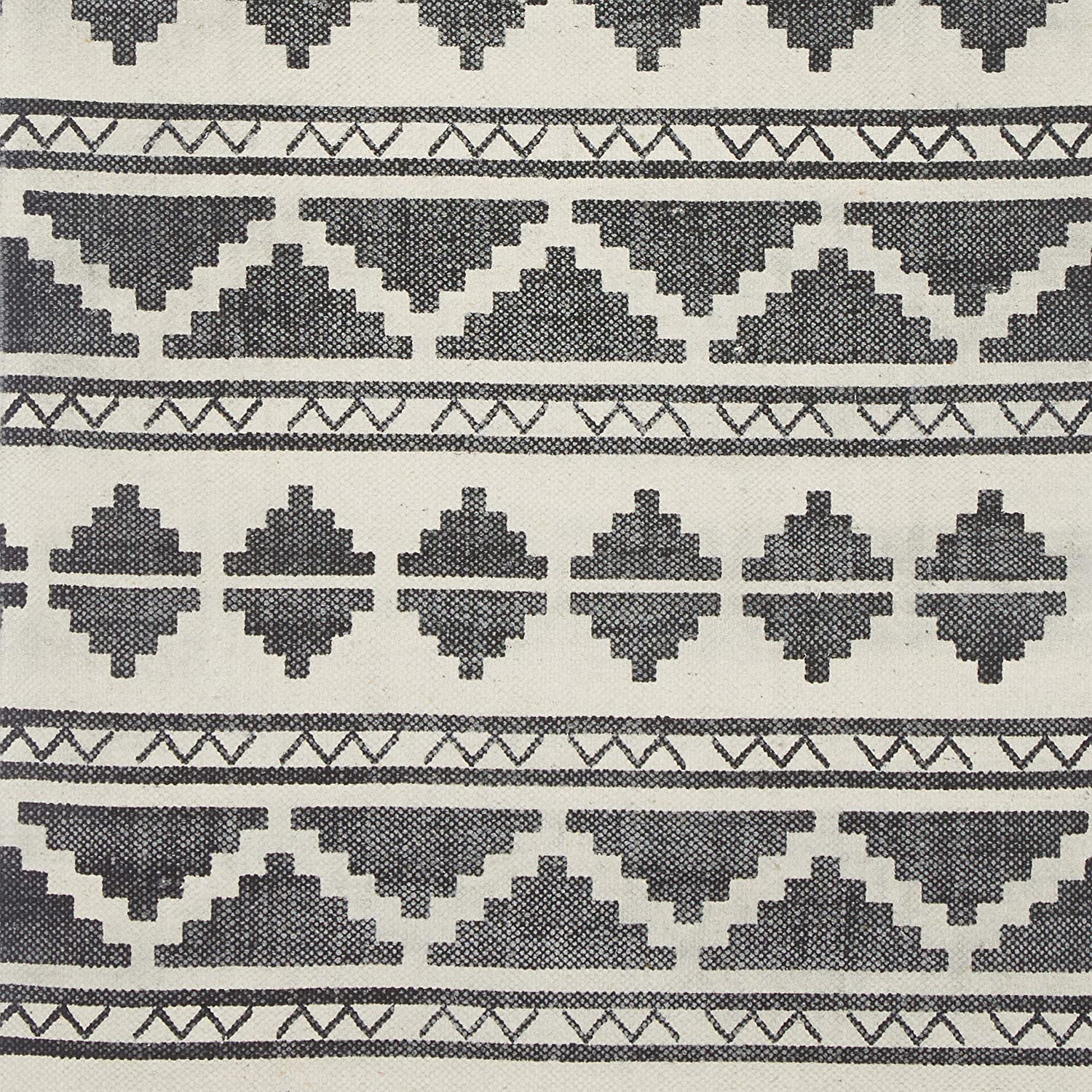 Tappeto runner con stampa geometrica per corridoio soggiorno 70 x 145 cm cotone bianco 13_0002833_2