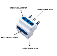 Adattatore triplo attacco grande bianco 16 ampere ecova