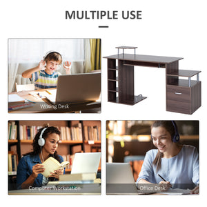 Easycomfort Scrivania per Computer Moderna con Cassetti, Ripiani e Tastiera Estraibile, Scrivania da Ufficio per Casa in Legno Marrone 152x60x88cm