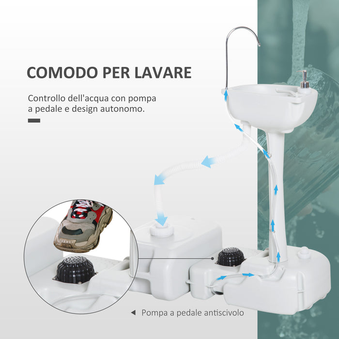 Easycomfort Lavabo Portatile da Campeggio con 2 Ruote, Serbatoio Acqua 17L e Serbatoio Sapone 2.5L, 83x50x103cm