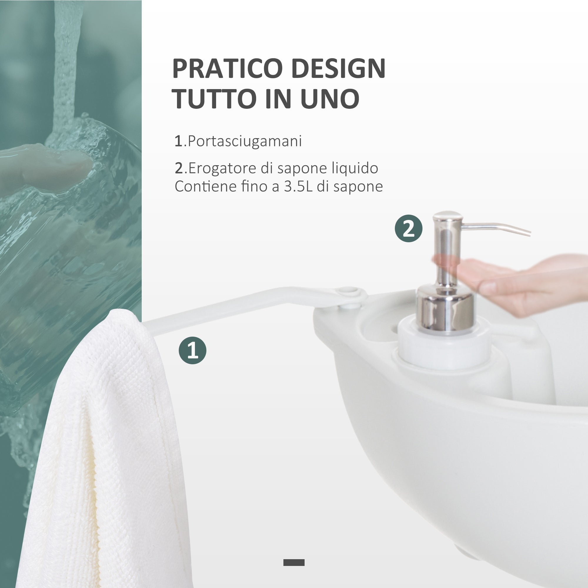 Easycomfort Lavabo Portatile da Campeggio con 2 Ruote, Serbatoio Acqua 17L e Serbatoio Sapone 2.5L, 83x50x103cm