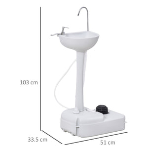 Easycomfort Lavabo Portatile da Campeggio con 2 Ruote, Serbatoio Acqua 17L e Serbatoio Sapone 2.5L, 51x33.5x103cm