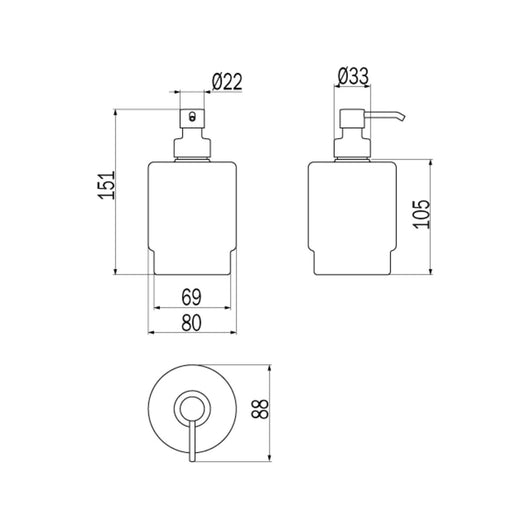 Inda - Dispenser sapone Mito con erogatore nero opaco/vetro satinato
