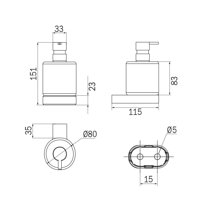Inda - Dispenser sapone a parete Mito cromo lucido/vetro satinato 350 ml