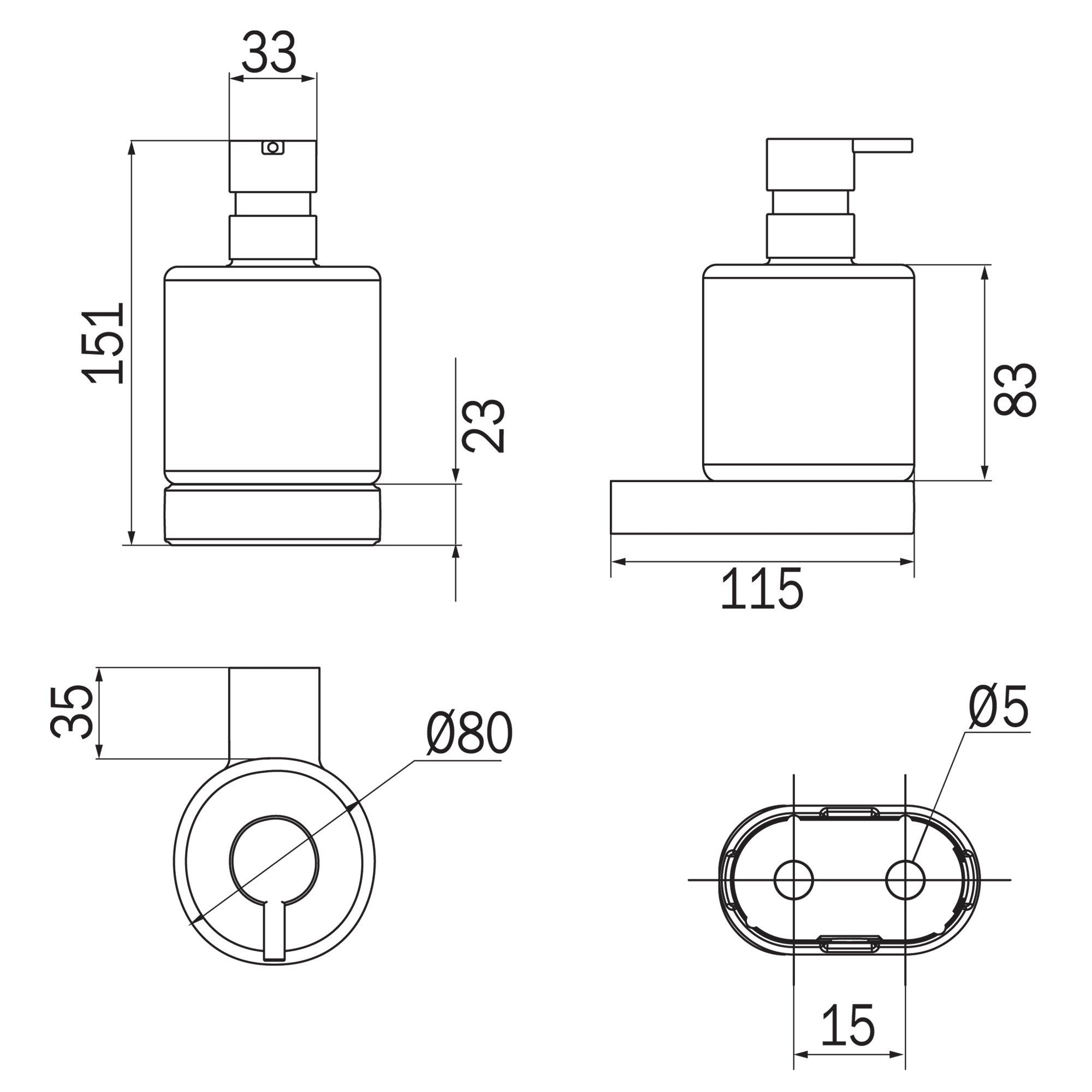 Inda - Dispenser sapone a parete Mito nero opaco/vetro satinato 350 ml