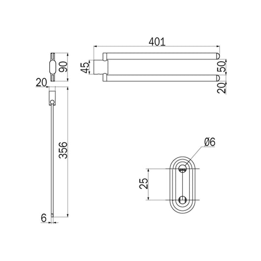 Inda - Porta asciugamani doppio a snodo Mito bianco opaco L.36,5 cm