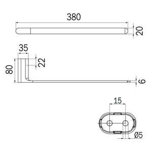 Inda - Porta asciugamani laterale nero opaco per mobile Mito L.38 cm
