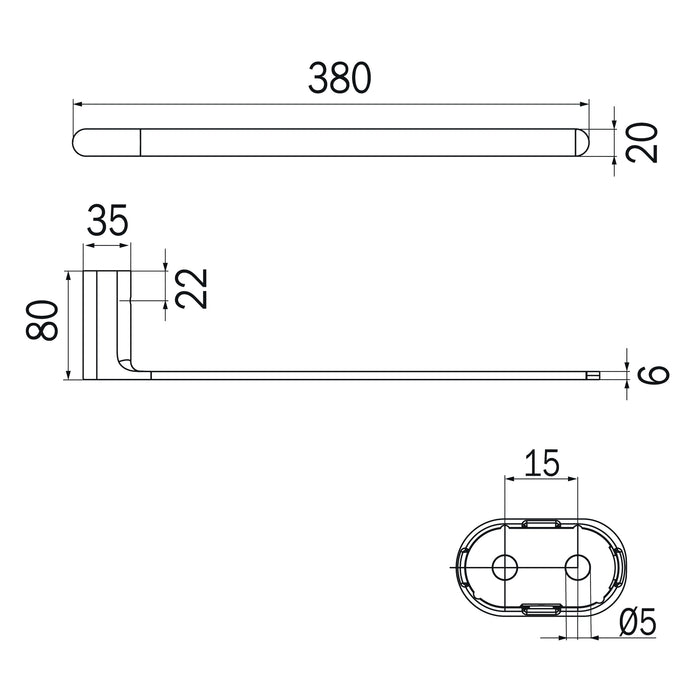 Inda - Porta asciugamani laterale nero opaco per mobile Mito L.38 cm
