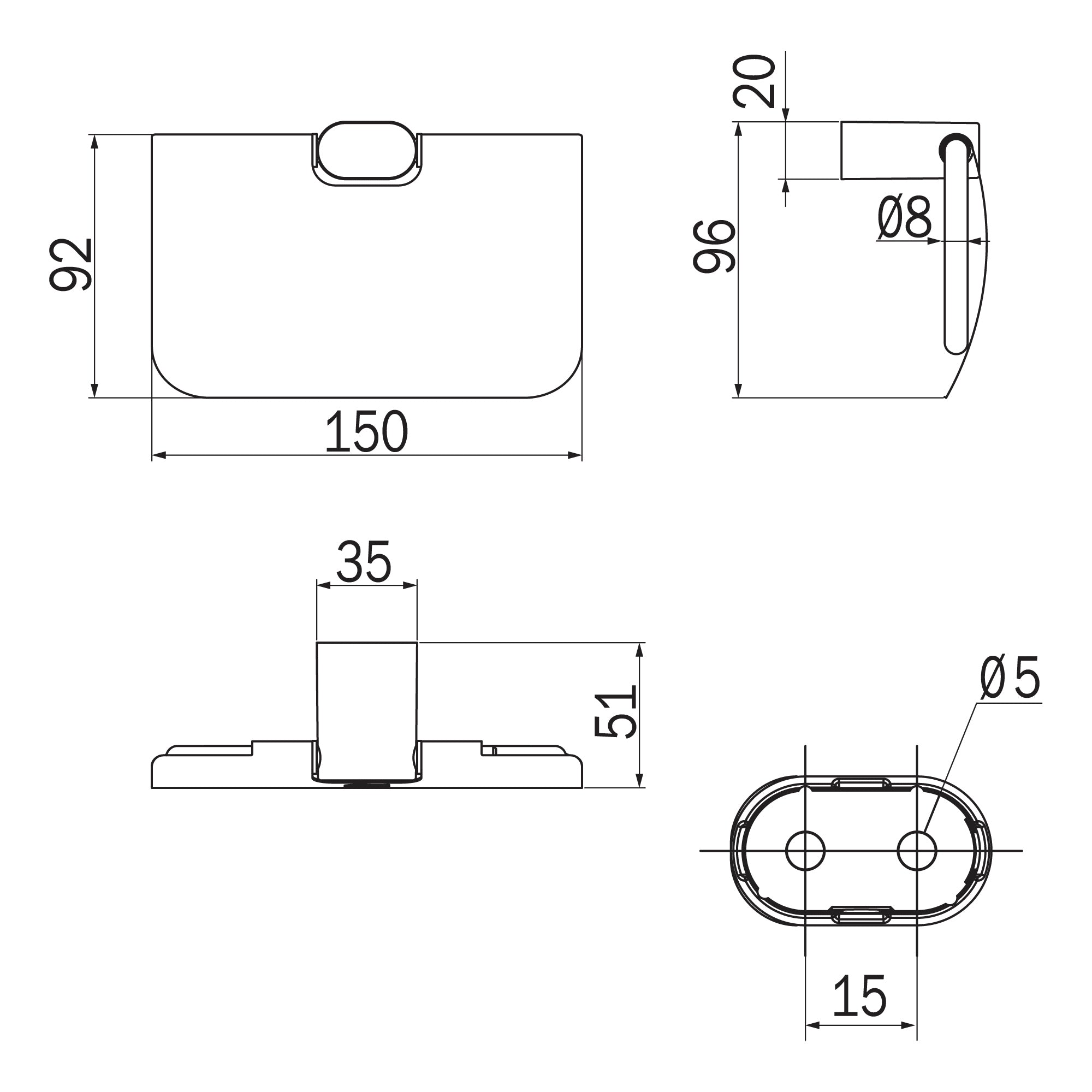 Inda - Portarotolo basculante con coperchio Mito nero opaco