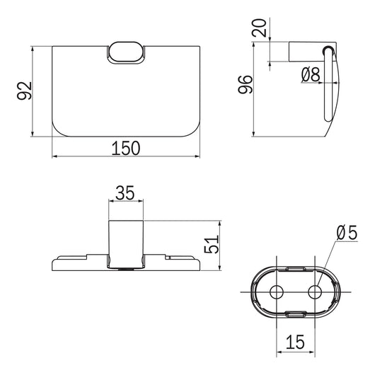 Inda - Portarotolo basculante con coperchio Mito nero opaco