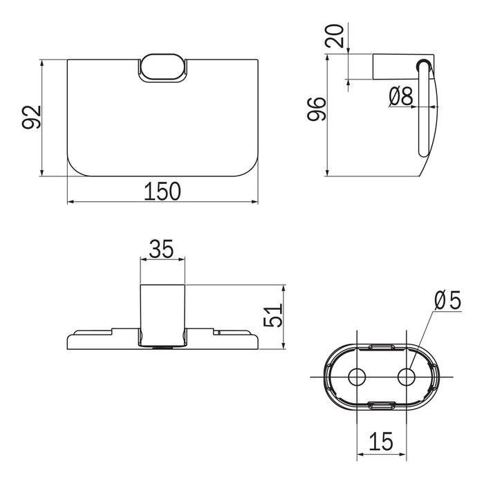 Inda - Portarotolo basculante con coperchio Mito nero opaco