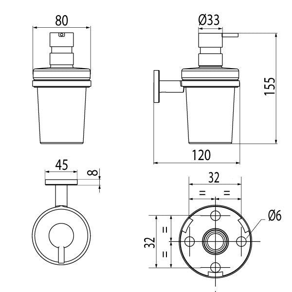 Inda - Dispenser sapone a parete One bronzo/vetro trasparente 250 ml