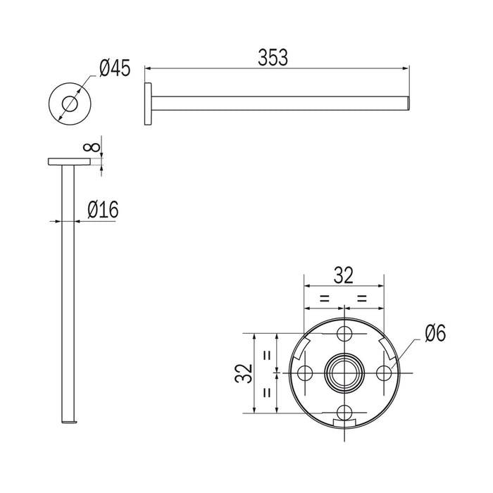 Inda - Porta asciugamani fisso One nero L.35 cm