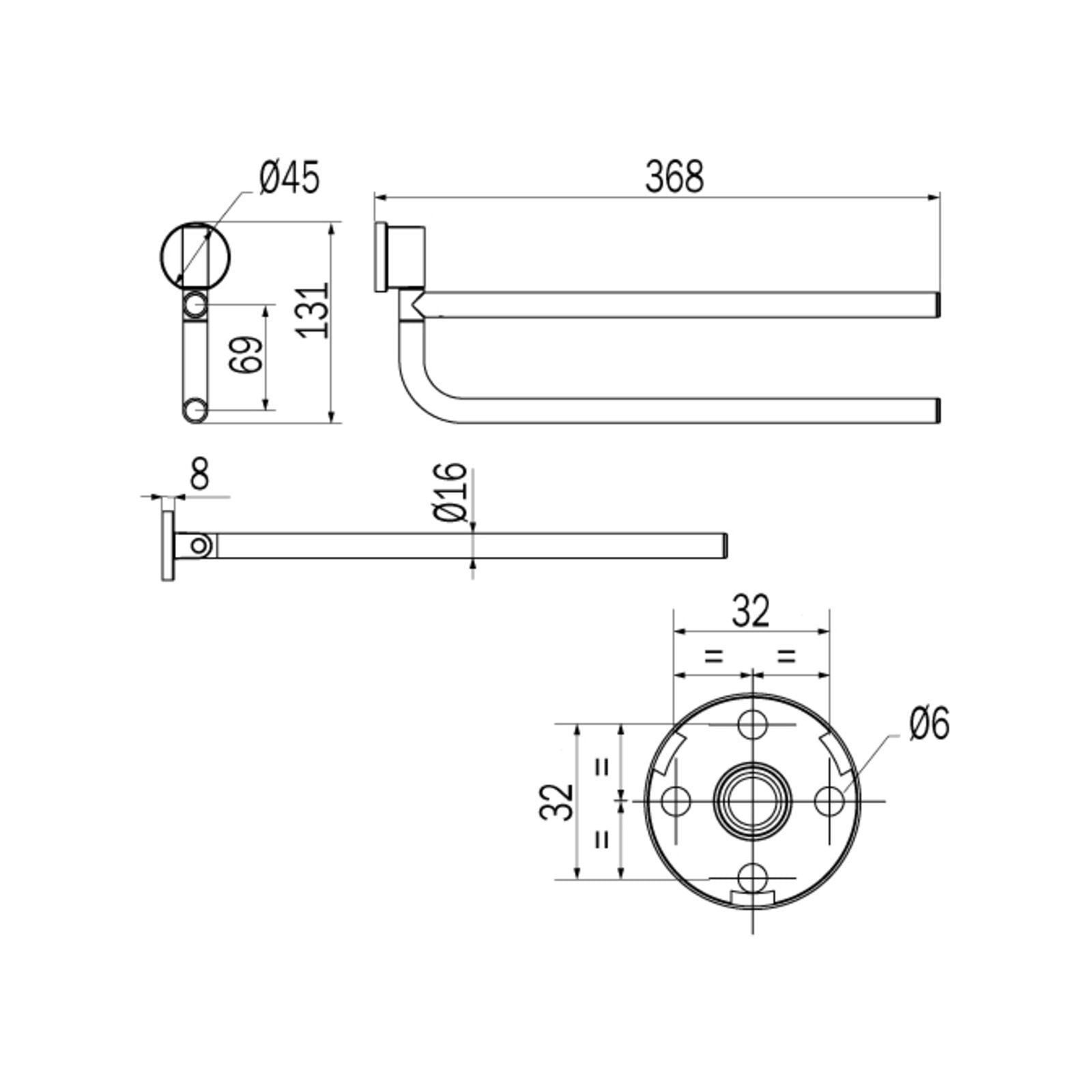 Inda - Porta asciugamani doppio a snodo One nickel spazzolato L.37 cm