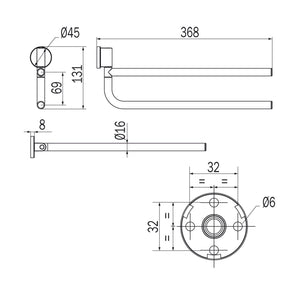 Inda - Porta asciugamani One nero L.50 cm
