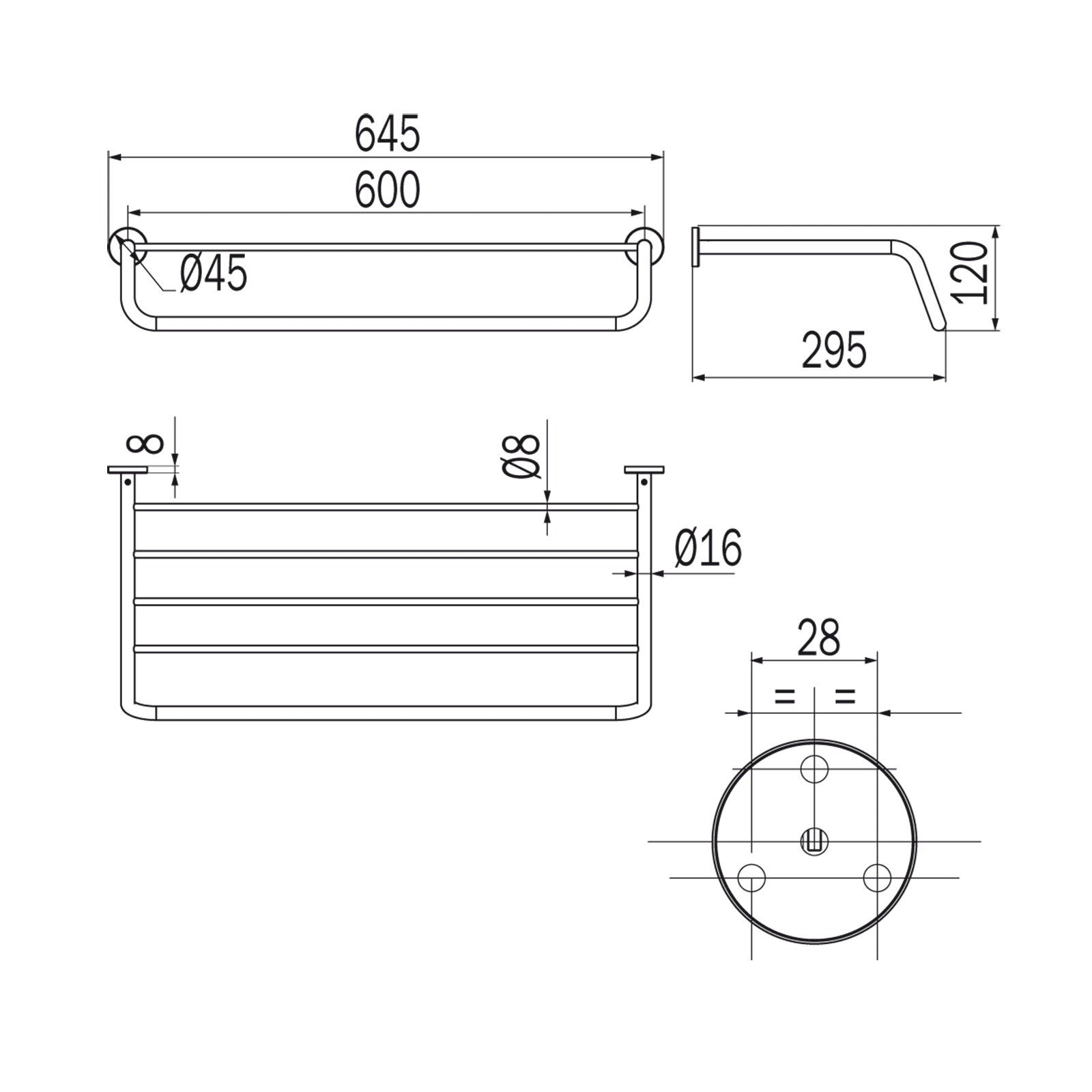 Inda - Porta teli con Porta asciugamani One nero L.65 cm