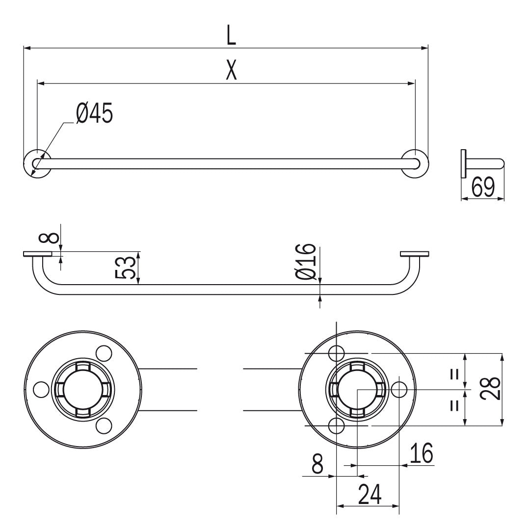 Inda - Porta asciugamani One bianco opaco L.85 cm