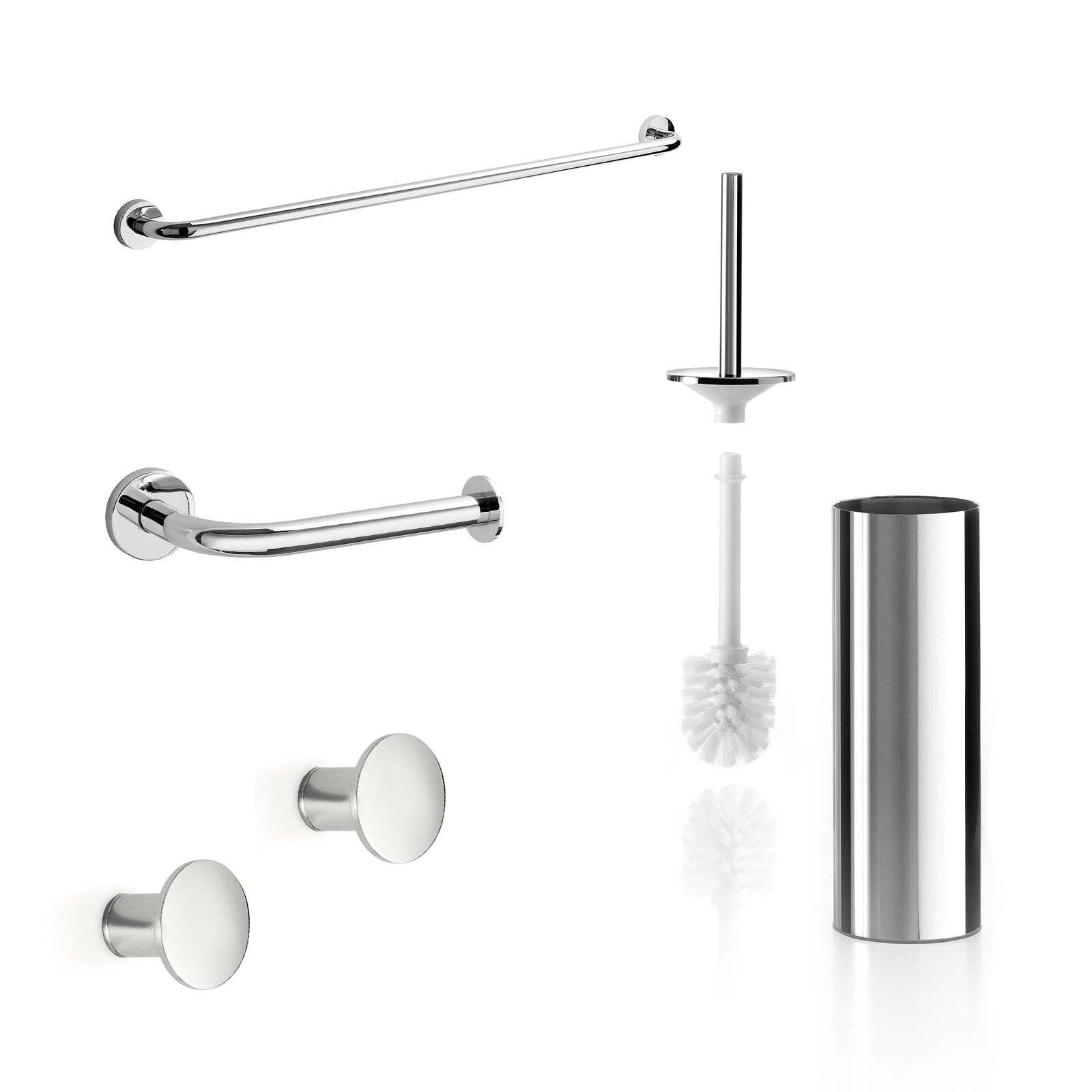 Inda - Set accessori bagno a muro One cromo lucido (porta asciugamani 35cm)