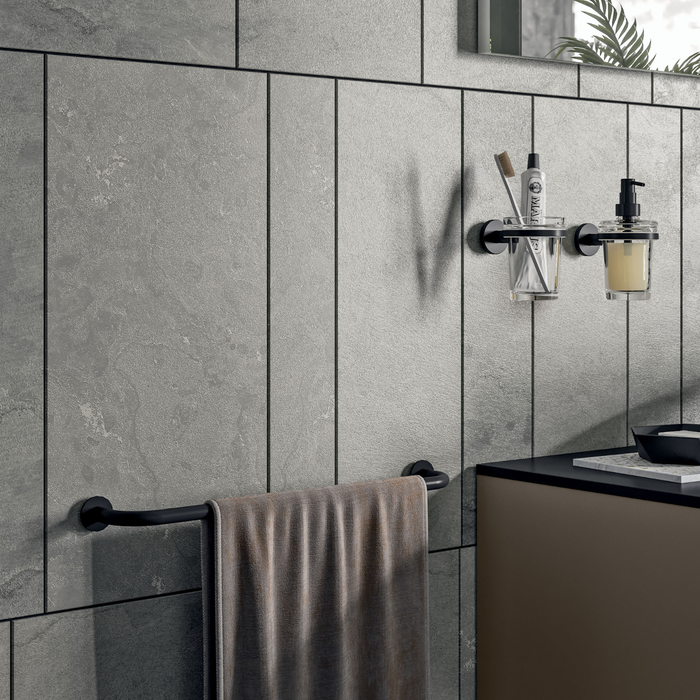 Inda - Set accessori bagno a muro One nero opaco (porta asciugamani 35 cm)