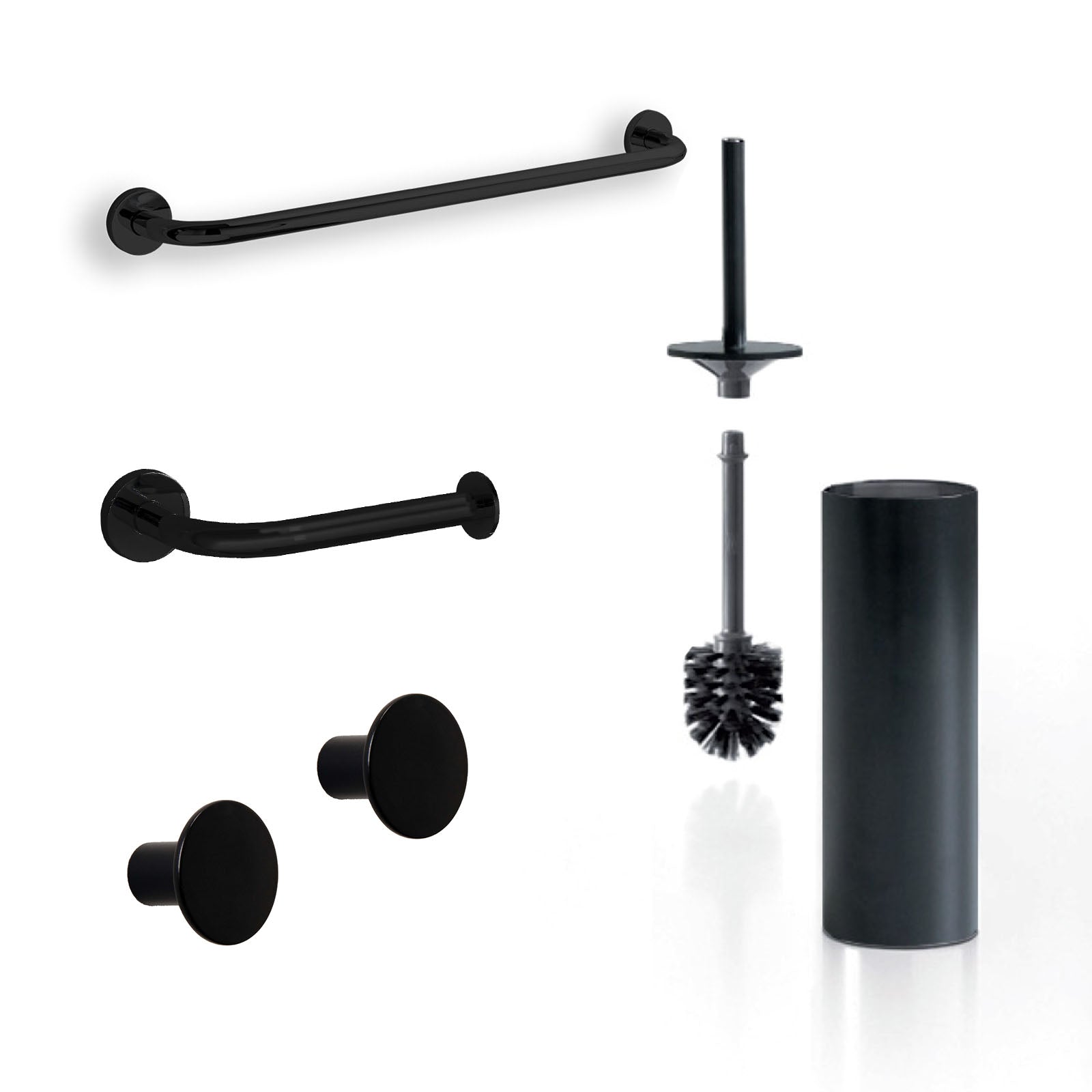 Inda - Set accessori bagno a muro One nero opaco (porta asciugamani 35 cm)