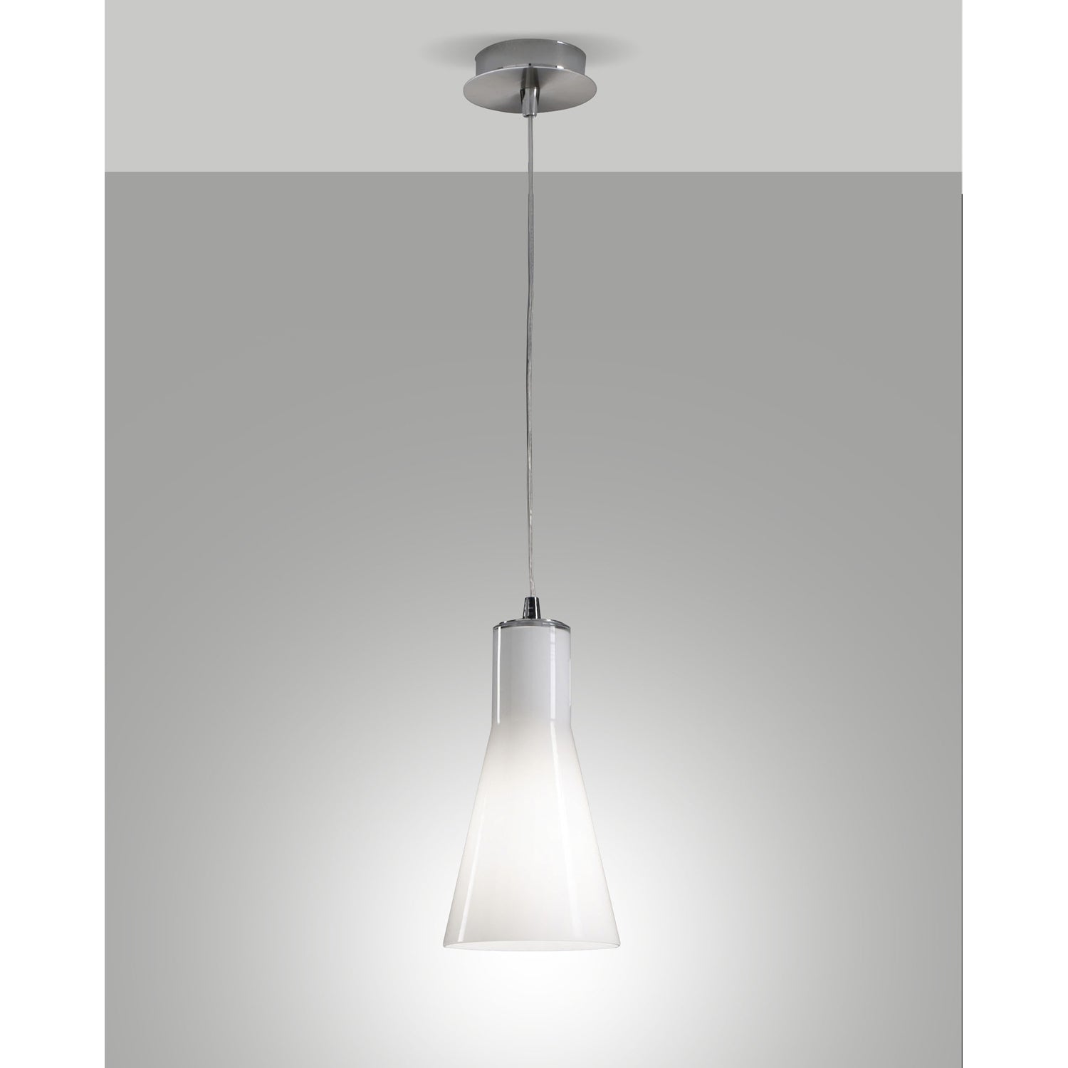 Lampadario Diana Sospensione Cromata 1 Luce Design Metallo Vetro Soffiato