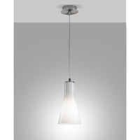 Lampadario Diana Sospensione Cromata 1 Luce Design Metallo Vetro Soffiato