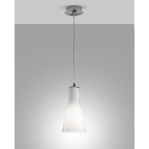 Lampadario Diana Sospensione Cromata 1 Luce Design Metallo Vetro Soffiato