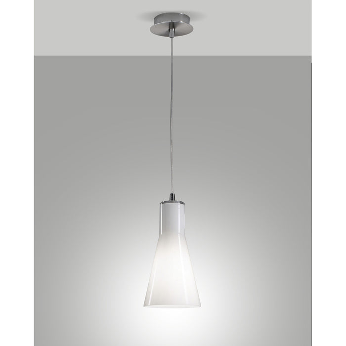 Lampadario Diana Sospensione Cromata 1 Luce Design Metallo Vetro Soffiato