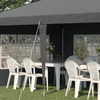 Pergola Pop-up Pieghevole, Tettoia per Eventi, 3 x 6 m, 3 Lati Rimovibili, Grigio