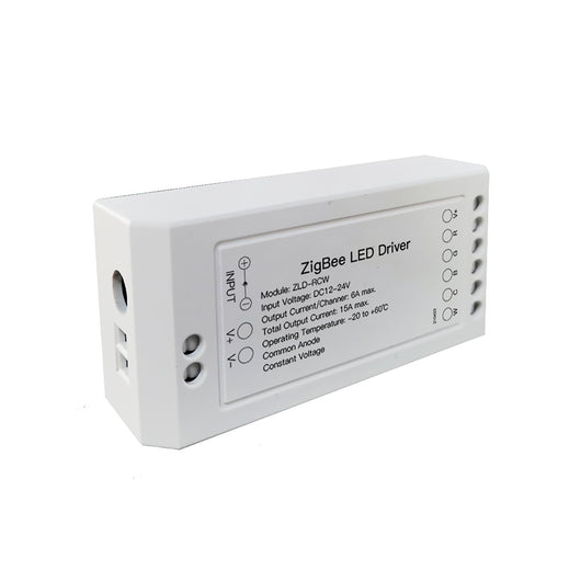 Centralina Led Controller, 6A/Canali, ZigBee 3.0, RGB+CCT, Max 12V e 24V, 15A, 2X100W, TUYA, Smart Life, 100X45X35mm, IP20